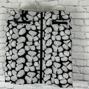 per se pencil skirt black white embroidered size 16